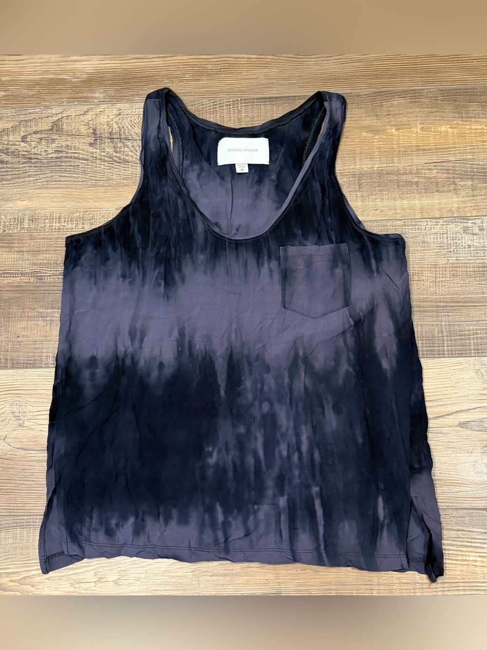 Brochu Walker Black Washed Purple tie Dye Scoop Neck Tank